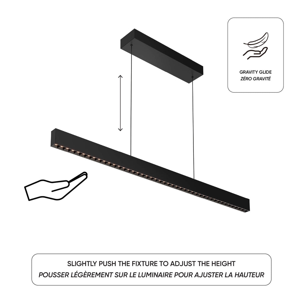 48in Multi-spot Linear Pendant, Zero gravity canopy, Universal driver - White