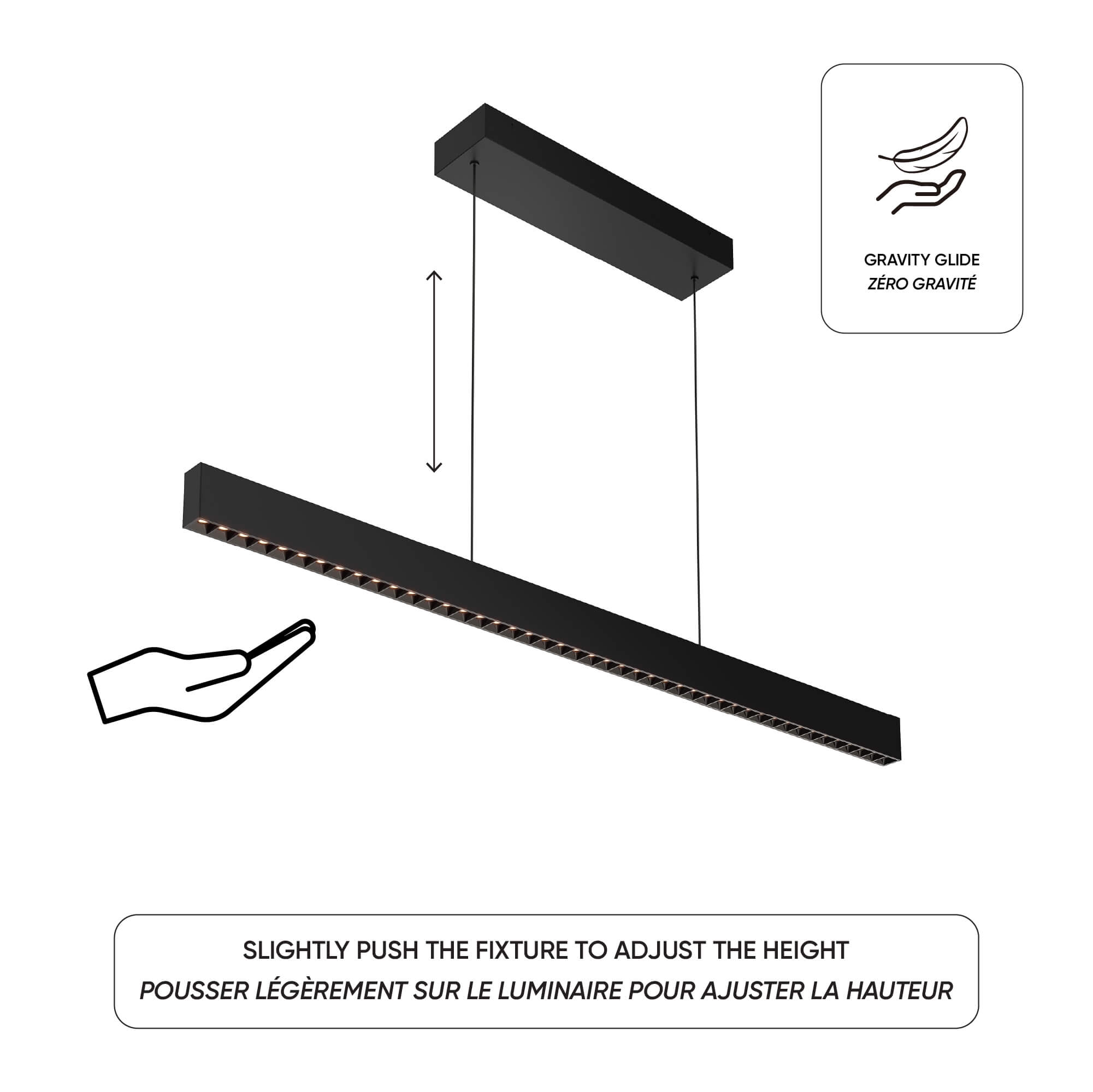 48in Multi-spot Linear Pendant, Zero gravity canopy, Universal driver - White