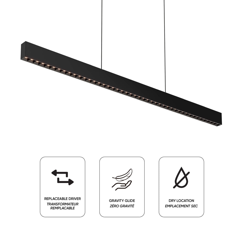 48in Multi-spot Linear Pendant, Zero gravity canopy, Universal driver - White