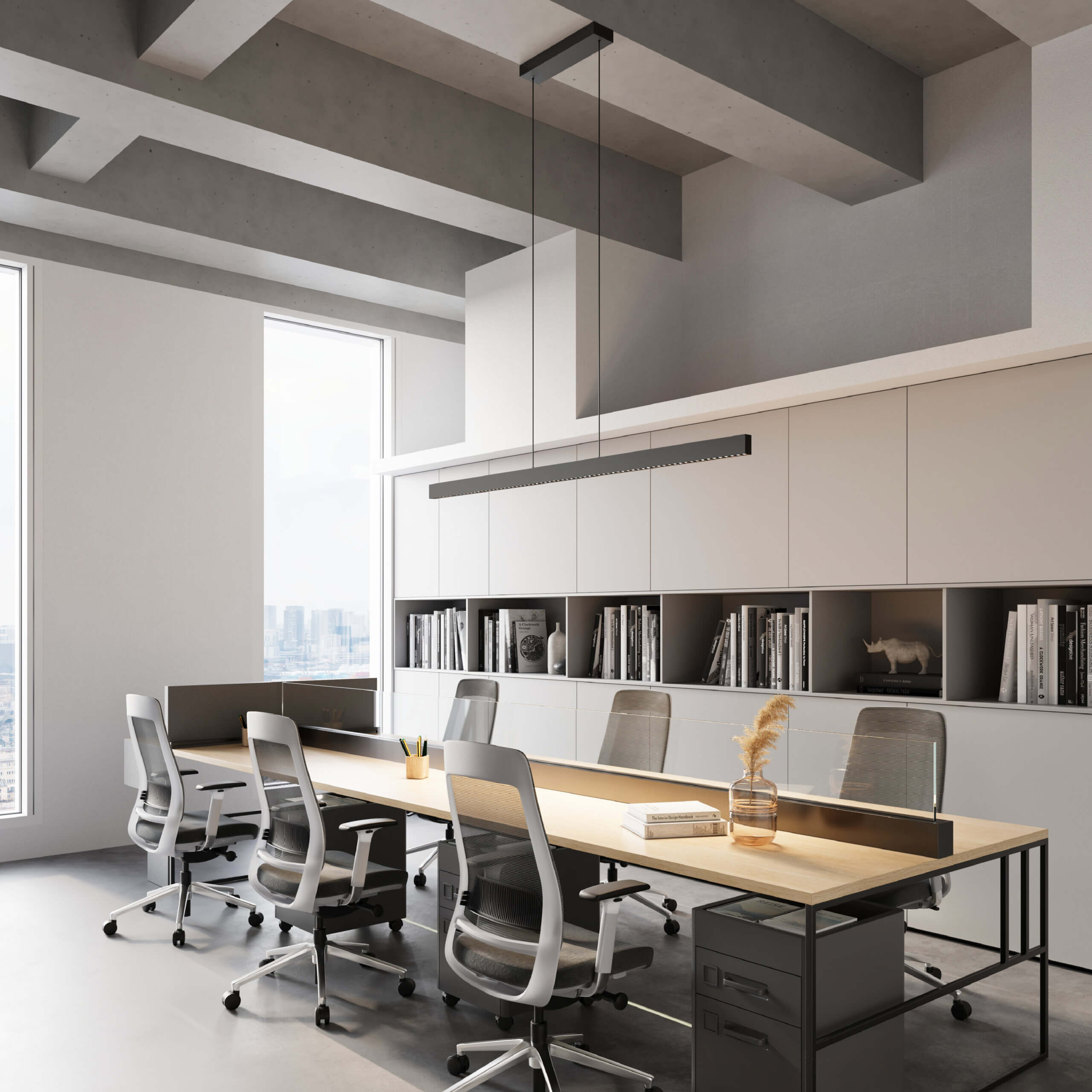 48in Multi-spot Linear Pendant, Zero gravity canopy, Universal driver - White