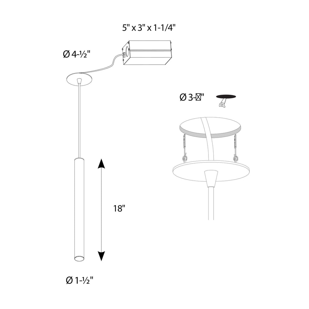 Recessed mounting pendant cylinder