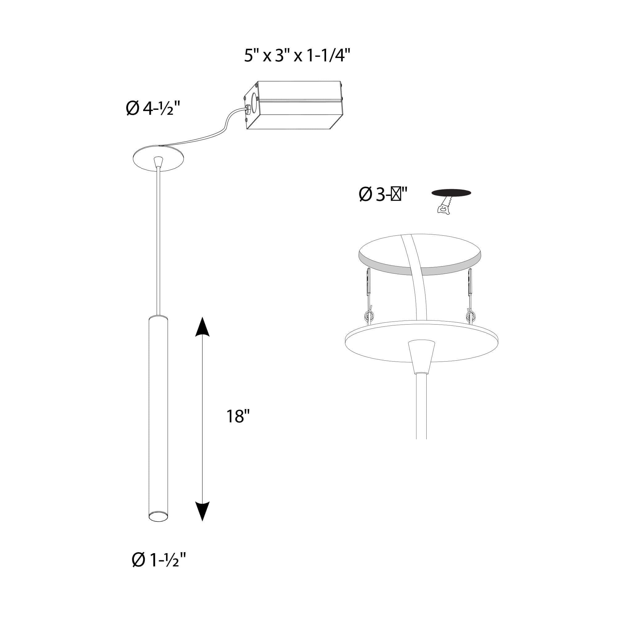 Recessed mounting pendant cylinder