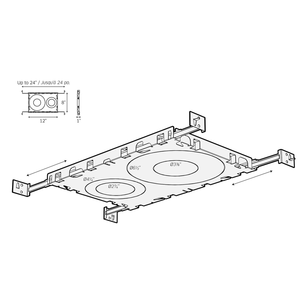 Universal rough-in plate for recessed & regressed line