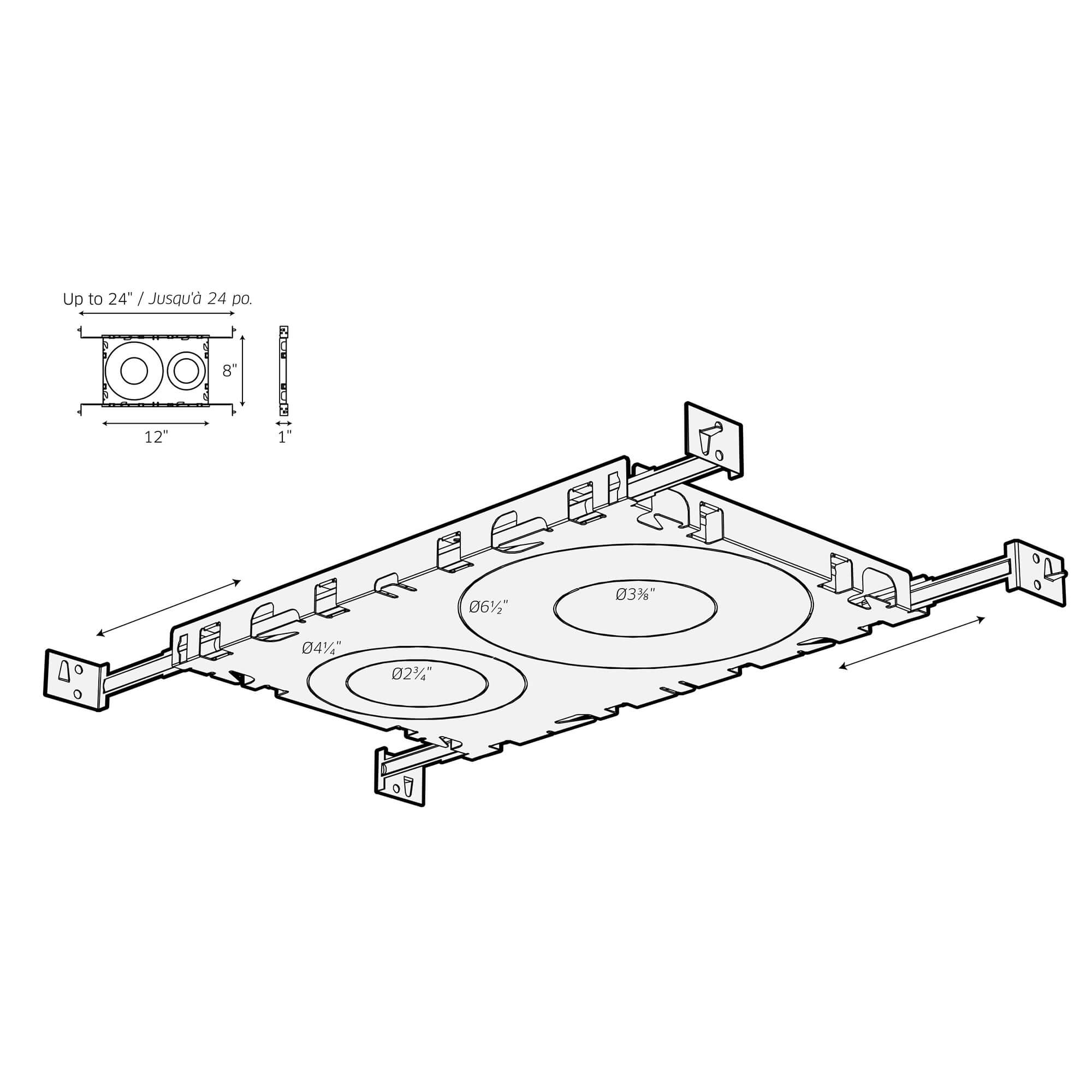 Universal rough-in plate for recessed & regressed line