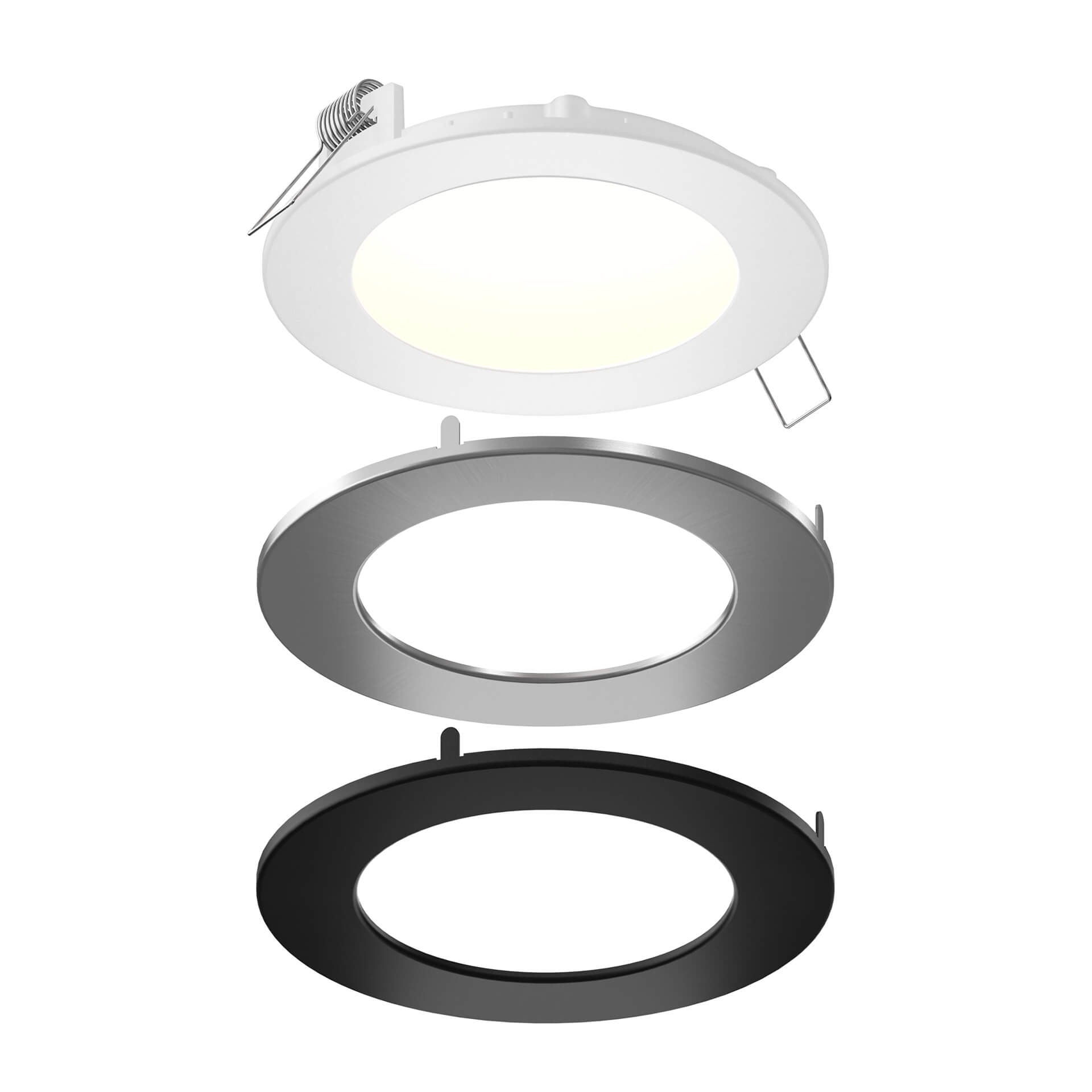SPN6-CC-3T – Recessed panel light with included trims – WH,SN, BK,GD