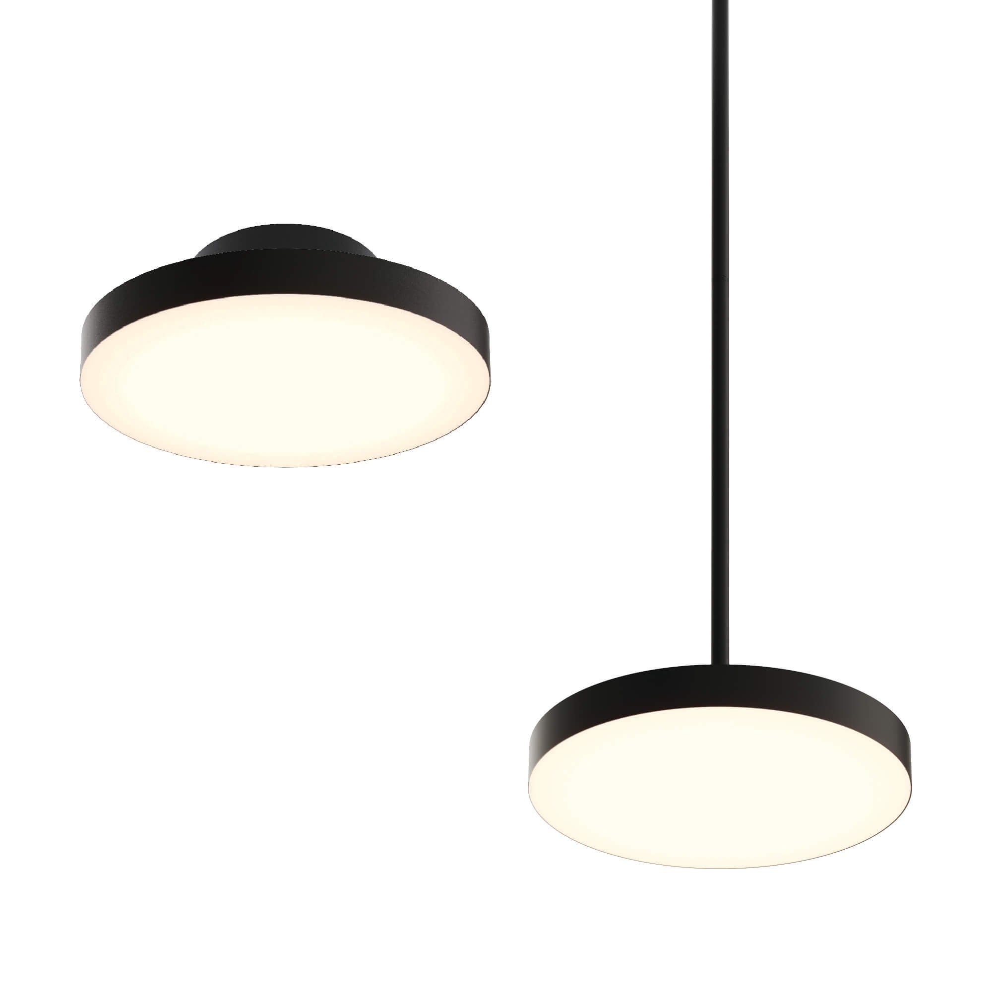 12in trimless 2in1 with stems, 5CCT, 120-347v, 0-10v/Triac - Black