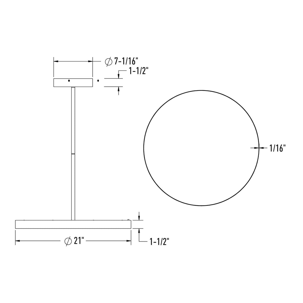 21in trimless 2in1 with stems, 5CCT, 120-347v, 0-10v/Triac - Black