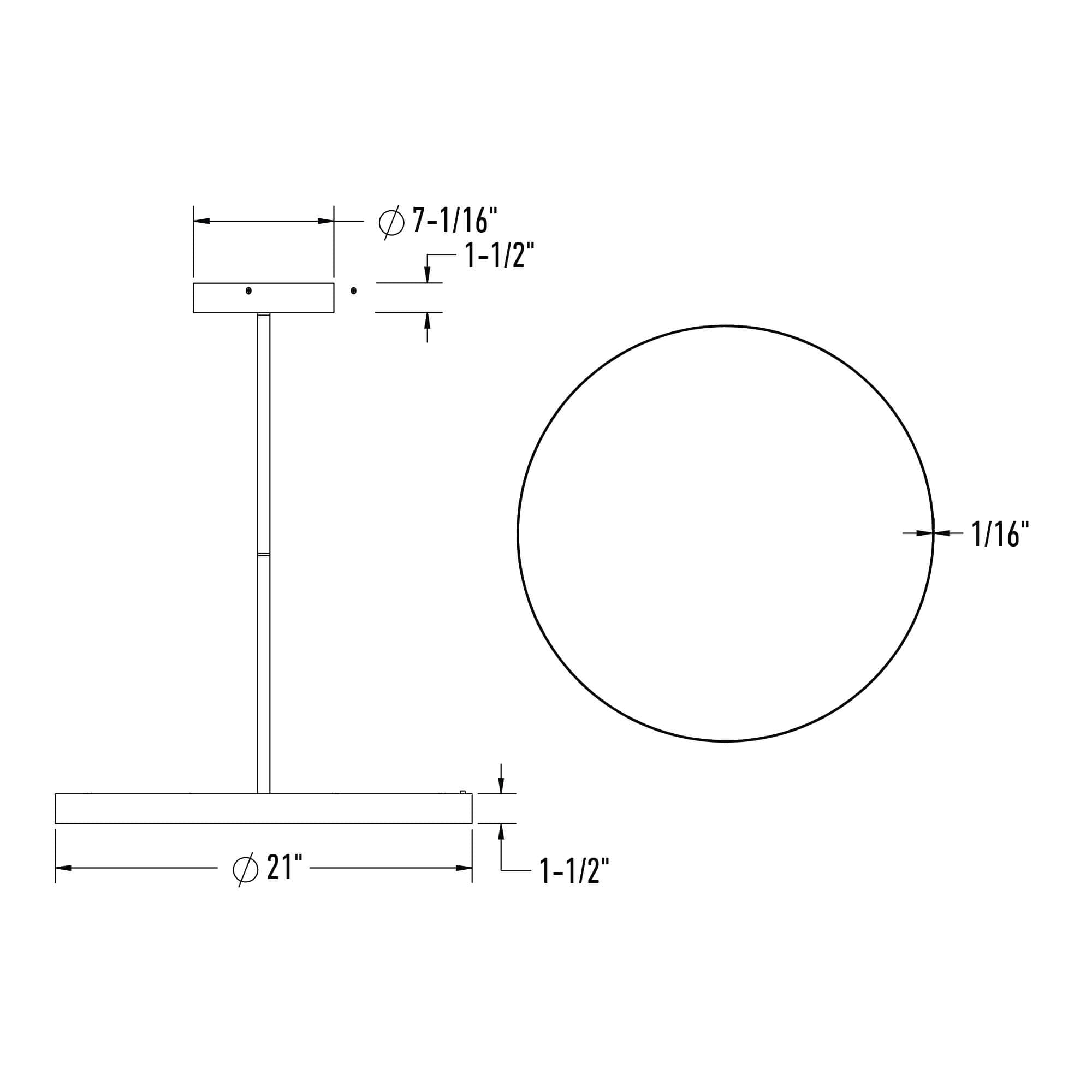 21in trimless 2in1 with stems, 5CCT, 120-347v, 0-10v/Triac - Black
