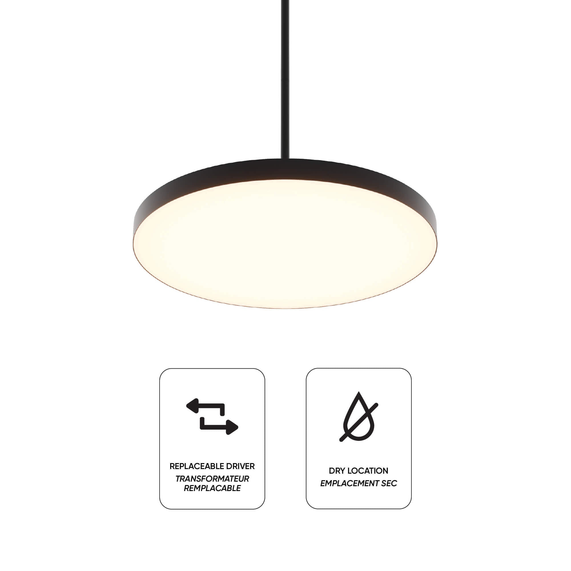 21in trimless 2in1 with stems, 5CCT, 120-347v, 0-10v/Triac - Black