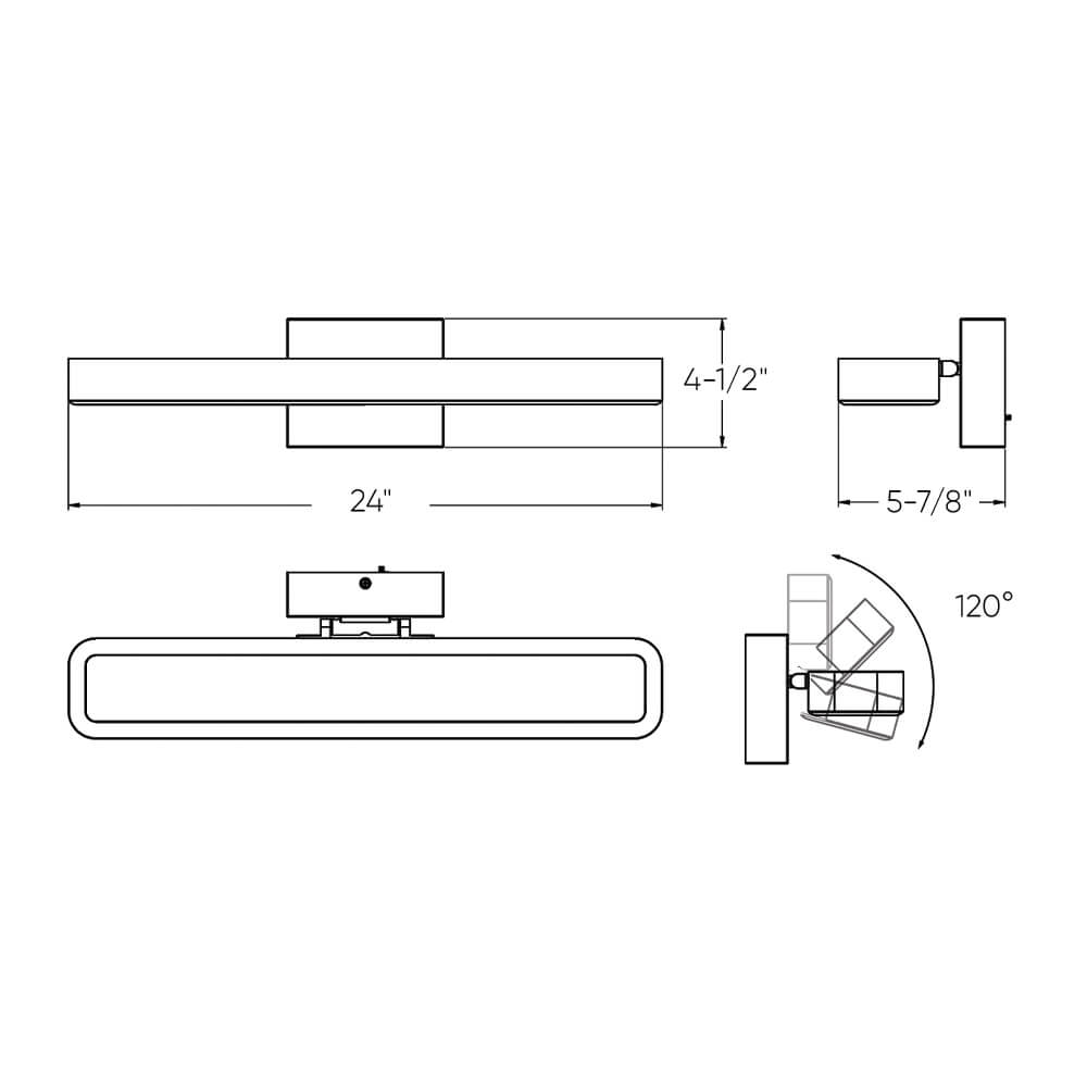 Rectangular swivel vanity wall sconce